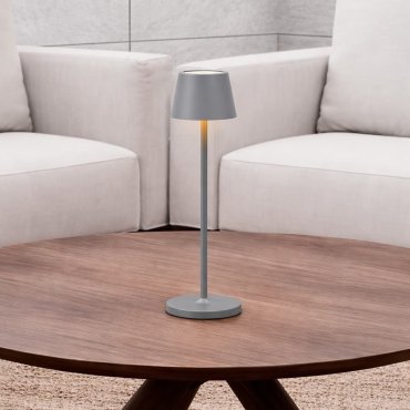 Nova Luce Seina - wiederaufladbare Tischleuchte - Ø 11,4 x 39,5 cm - 2W dimmbare LED inkl. - IP54 - basaltgrau