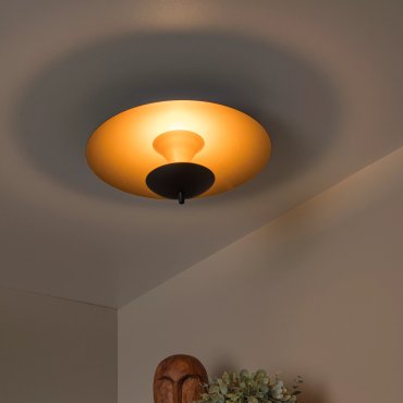 Lucide Vulcan - Deckenleuchte - Ø 35 x 12,4 cm - 9W dimmbare LED inkl - schwarz und messing