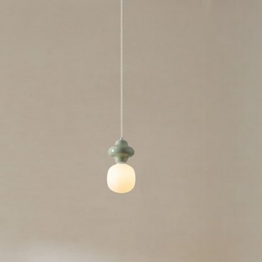 Nova Luce Clio - Hängelampe - Ø 18 x 198 cm - grün und Opalglas