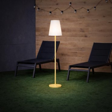 New Garden Lola slim 120 - wiederaufladbare Stehleuchte mit Solarpanel - RGB+W - Ø 26 x 119 cm - 4.6W dimmbare LED inkl. - IP65 - Messing
