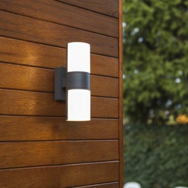 Lutec Cyra - Außenwandleuchte - 7 x 12 x 24 cm - 2 x 8W LED inkl. - IP54 - dunkelgrau