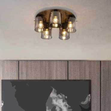 Nova Luce Mirbi - deckenleuchte - Ø 52 x 20 cm - Sand Schwarz und rauchglas