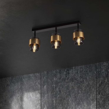 Nova Luce Sianna - deckenleuchte - 70 x 20 x 17 cm - Rauchglas, Sandschwarz und Messinggold