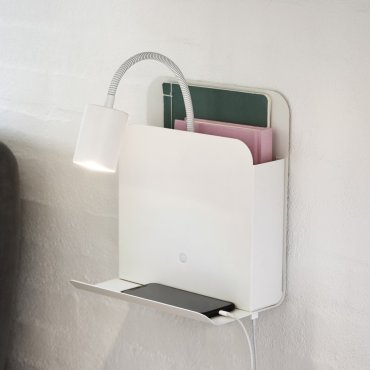 Nordlux Roomi - Wandleuchte mit Schalter und doppeltem USB-Anschluss - 16,5 x 24,8 x 28,2 cm - weiß