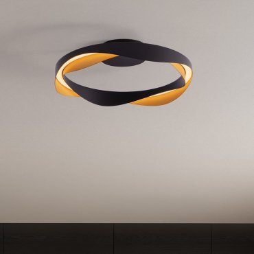 Nova Luce Radon - Deckenleuchte - Ø 45 x 13 cm - 40W dimmbar LED inkl. - matt schwarz und gold