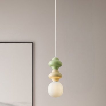 Nova Luce Clio - Hängelampe - Ø 18 x 215 cm - grün, gelb, weiß und Opalglas
