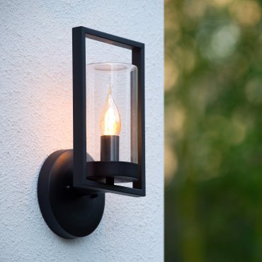 Lucide Nispen - Außenwandleuchte - 16 x 13 x 31 cm - IP44 - schwarz