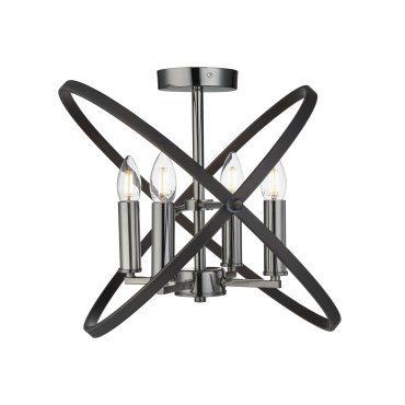 Searchlight Hoopla - Deckenleuchte - Ø 45 x 33 cm - Zinn und Braun