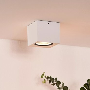 Lucide Fedler - Aufbaustrahler - 12 x 12 x 8,5 cm - 12W dimmbare LED inkl. - dimmbar bis warm - weiß