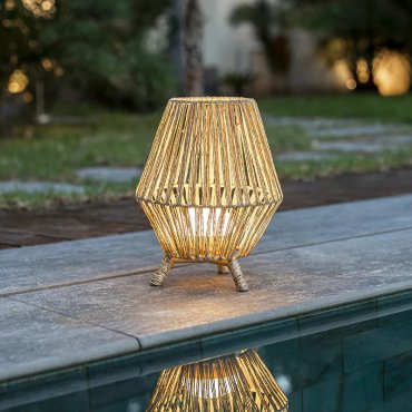 New Garden Sisine - Tischleuchte mit wiederaufladbarem Leuchtmittel und Fernbedienung - Ø 25,5 x 32,5 cm - 9W dimmbare LED inkl - IP54 - braun