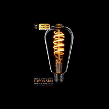 ETH LED-Spirale Edison - E27 - dimtone - 8W - 2700K bis 2200K - transparent