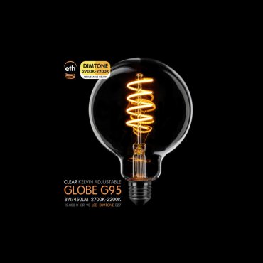 ETH LED-Spiralkugel - Ø 9,5 cm - E27 - dimtone - 6W - 2700K bis 2200K - transparent