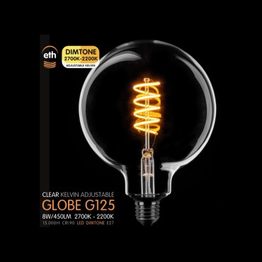 ETH LED-Spiralkugel - Ø 12,5 cm - E27 - dimtone - 6W - 2700K bis 2200K - transparent