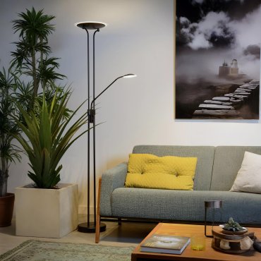 Lucide Champion - Stehleuchte - Ø 25,4 x 180 cm - 20W + 4W dimmbare LED inkl. - schwarz