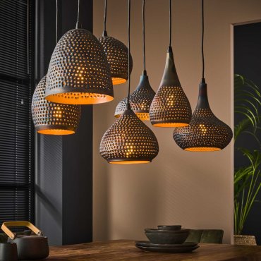 Vico Perforated 7L - Pendelleuchte - 100 x 45 x 150 cm - schwarzbraun
