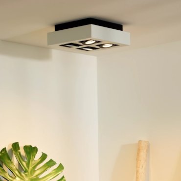 Lucide Xirax - Aufbaustrahler - 25 x 25 x 8,8 cm - 4 x 5W dimmbare LED inkl. - dimmbar bis warm - weiß