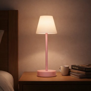 New Garden Lola Slim 30 - wiederaufladbare Tischleuchte mit Touch-Dimmer - Ø 11 x 32 cm - 1.9W dimmbare LED inkl. - IP44 - rosa - weiße Lichtfarbe