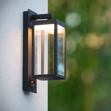 Lucide Clairette - Außenwandleuchte mit Bewegungsmelder - 12 x 38 x 16 cm - 15W LED inkl. - IP54 - anthrazit