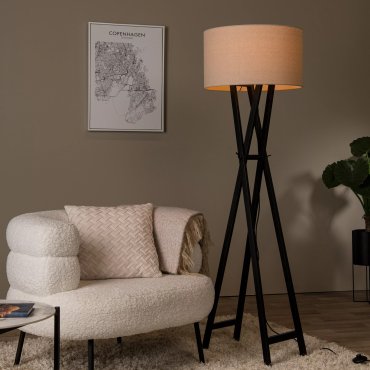 Lucide Trafalgar - Stehleuchte - Ø 48 x 157 cm - beige und schwarz