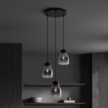 Nova Luce Blacu - Hängelampe -Ø 32 x 120 cm - rauchiger Farbverlauf und Schwarz