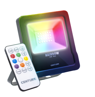 Century Italia Rainbow - Searchlight - 10 x 2,7 x 12,5 cm - 10W LED inkl. - einstellbare Lichtfarbe - IP65 - schwarz
