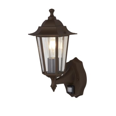 Searchlight Alex - Außenwandleuchte mit PIR-Sensor - 17 x 37 cm - IP44 - rustikales Braun
