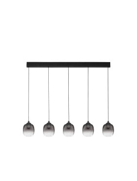 Nova Luce Kita - Hängelampe - 102 x 120 x 12 cm - 28W LED inkl. - Sand Schwarz und rauchglas