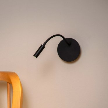 Lucide Jolijn - Wandleuchte mit flexiblem Lesearm - wiederaufladbar über USB-Kabel - Ø 11 x 3,2 cm - 2W led inkl. - schwarz