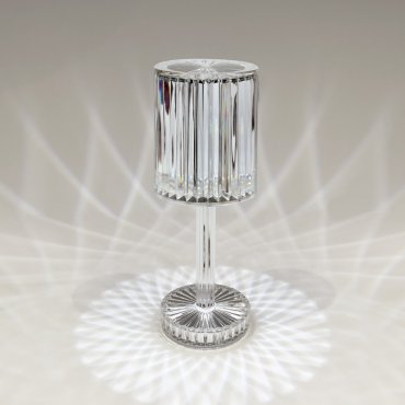 ONE Light Crystal Effect - wiederaufladbare Tischleuchte - Ø 8,6 x 24,8 cm - 3 Stufen dimmbar - 1,2W LED inkl. - IP54 - transparent