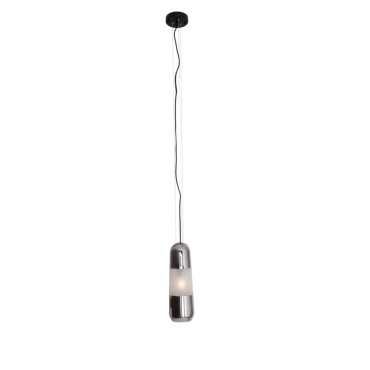 Maxlight Mauri - Hängeleuchte - Ø 12,5 x 180 cm - schwarz und Rauchglas