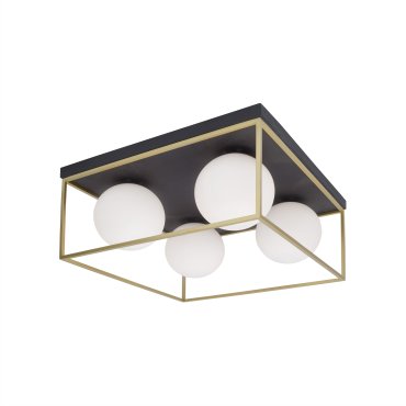 Nova Luce Juliet - Deckenleuchte - 45 x 45 x 20 cm - Messing, opalweiß und schwarz
