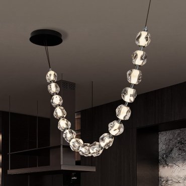 Nova Luce Ifos - Hängelampe - 10 x 210 cm - 71W dimmbar LED inkl. - Sand Schwarz und verchromtes Metall