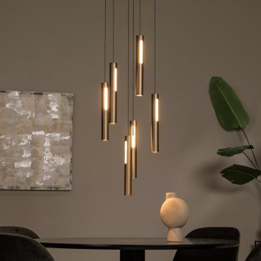 Lucide Griffith - Hängeleuchte - Ø 38 x 236,5 cm - 6 x 7,6W dimmbare LED inkl. - Bronze