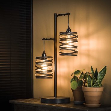 Vico Spindle - Tischleuchte - 37 x 23 x 70 cm - schiefergrau