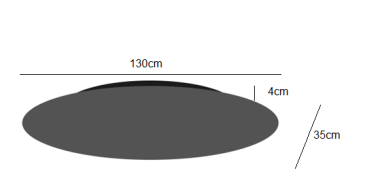 ETH - Deckenbalken oval - 130 x 40 x 2,5 cm - schwarz
