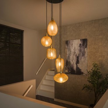 Vico Pattern Stepped - Hängeleuchte - Ø 40 x 180 cm - bernsteinfarben