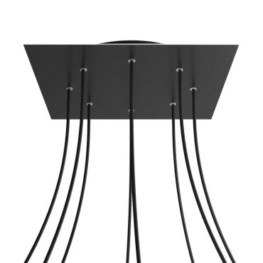 Creative Cables - Rose-One Quadratische Deckenrosette für 8 Lichtpunkte - 40 x 40 x 3,5 cm - schwarz