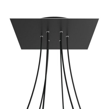 Creative Cables - Rose-One Quadratische Deckenrosette für 6 Lichtpunkte - 40 x 40 x 3,5 cm - schwarz