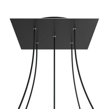 Creative Cables - Rose-One Quadratische Deckenrosette für 5 Lichtpunkte - 40 x 40 x 3,5 cm - schwarz