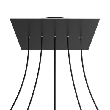 Creative Cables - Rose-One Quadratische Deckenrosette für 5 Lichtpunkte auf Linie - 40 x 40 x 3,5 cm - schwarz