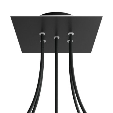 Creative Cables - Rose-One Quadratische Deckenrosette für 5 Lichtpunkte - 20 x 20 x 3,5 cm - schwarz