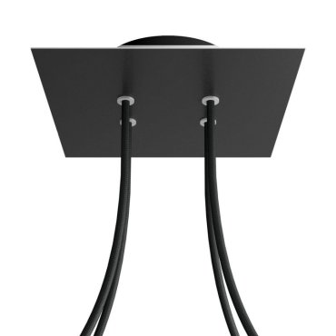 Creative Cables - Rose-One Quadratische Deckenrosette für 4 Lichtpunkte - 20 x 20 x 3,5 cm - schwarz