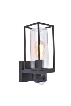Lutec Flair - Außenwandleuchte mit Bewegungsmelder und Kamera - 12 x 17,2 x 32,6 cm - IP44 - schwarz