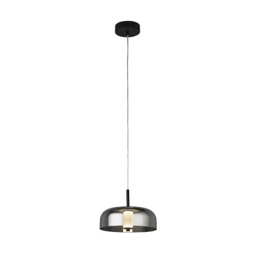 Searchlight Frisbee - Pendelleuchte - Ø 30 x 120 cm - 14W dimmbare LED inkl - mattschwarz und Rauchglas