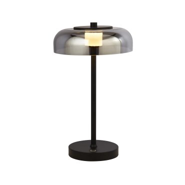 Searchlight Frisbee - Tischleuchte - Ø 23 x 40 cm - 10W dimmbare LED inkl - mattschwarz und Rauchglas