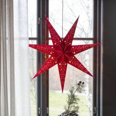 Konstsmide Weihnachtsbeleuchtung - Papier 7-Sterne - 78 x 19 x 78 cm - rot