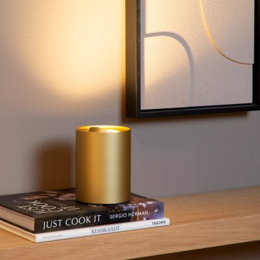 Lucide Tube - Tischleuchte - Ø 9,6 x 12,5 cm - 3 Stufen Dimmer - gold