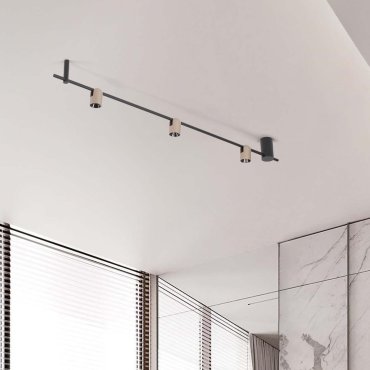 Nova Luce Sirmos - Deckenleuchte - 150 x 18 x 7 cm - 21W dimmbar LED inkl. - Mokka Kaffee und Sand schwarz