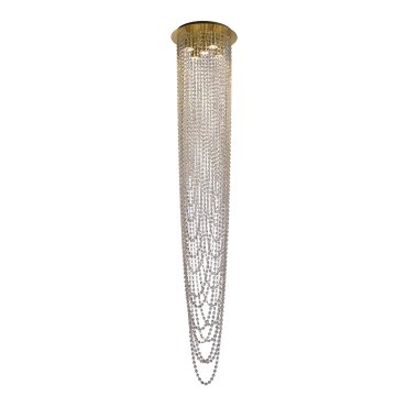 Searchlight Swoop - Pendelleuchte - Ø 35 x 180 cm - Messing satiniert und transparent
