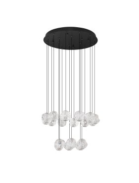 Nova Luce Ifos - Hängelampe - Ø 60 x 210 cm - 87W dimmbar LED inkl. - Sand Schwarz und verchromtes Metall